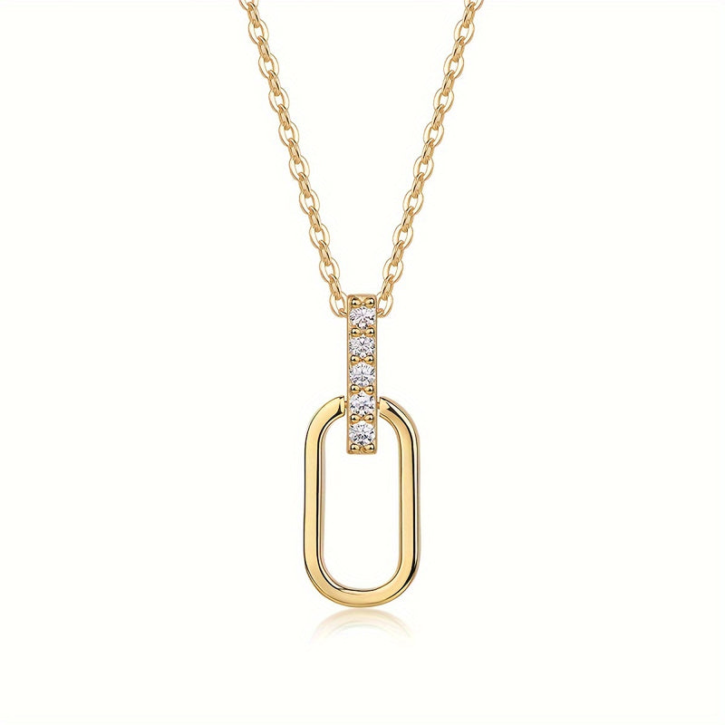 Colar Pendente em Moissanite com Design Vazado – Prata 925 Banhada a Ouro 18K, Unissexo