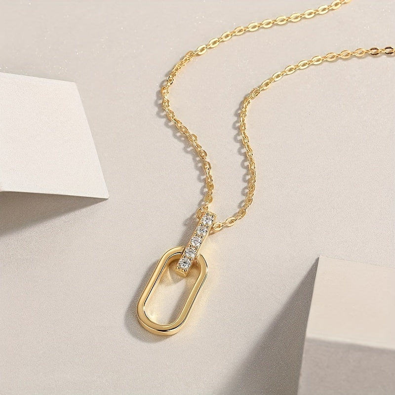 Colar Pendente em Moissanite com Design Vazado – Prata 925 Banhada a Ouro 18K, Unissexo