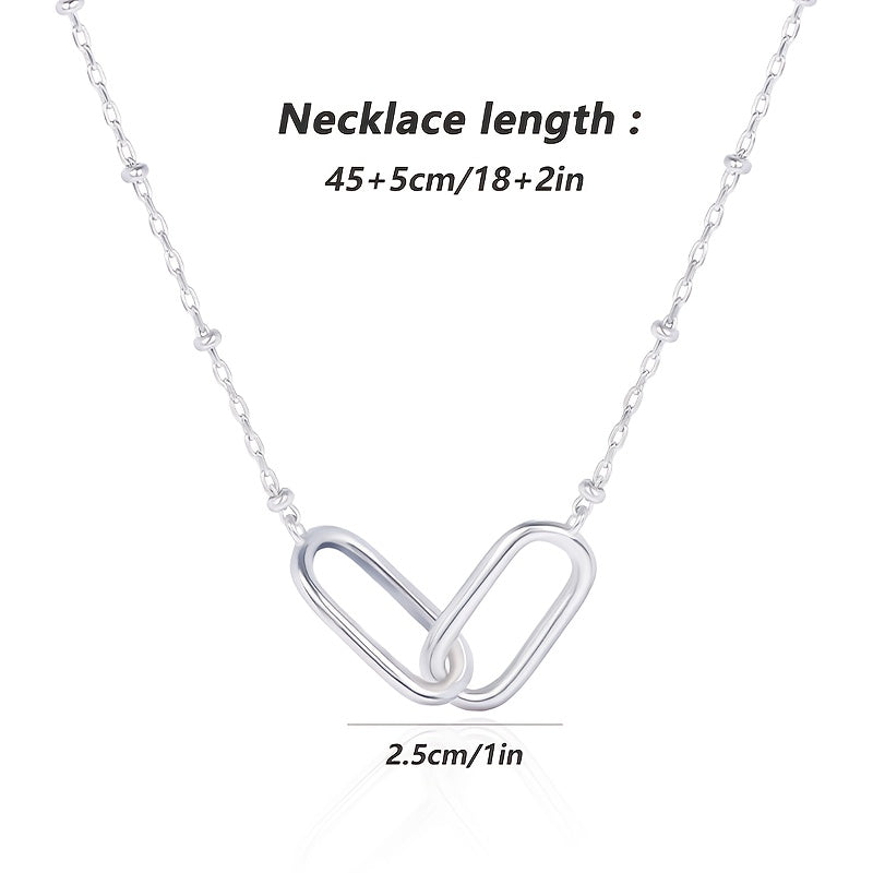 Colar Pendente Prateado Feminino – Design Entrelaçado Único com Caixa de Oferta