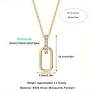 Colar Pendente em Moissanite com Design Vazado – Prata 925 Banhada a Ouro 18K, Unissexo