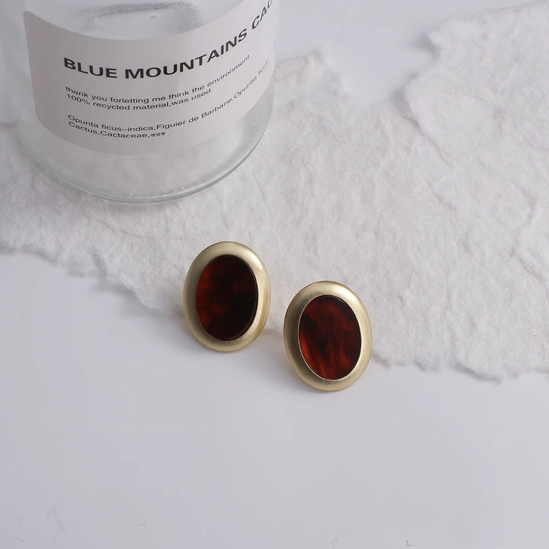 Brincos Artesanais Boémia em Acrílico Castanho Café e Madeira – Estilo Coreano, Jóias Pendentes para Mulher