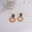 Brincos Artesanais Boémia em Acrílico Castanho Café e Madeira – Estilo Coreano, Jóias Pendentes para Mulher