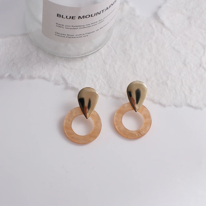 Brincos Artesanais Boémia em Acrílico Castanho Café e Madeira – Estilo Coreano, Jóias Pendentes para Mulher