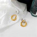 Brincos Retrô Coreanos Geométricos em Dourado e Prateado – Design Irregular Destacável para Mulher