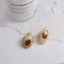 Brincos Artesanais Boémia em Acrílico Castanho Café e Madeira – Estilo Coreano, Jóias Pendentes para Mulher