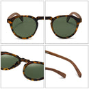 Óculos de Sol GCV em Madeira Nogueira – Estilo Leopardo, Lentes Polarizadas Ultraligeiras Unissexo