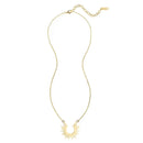 Colar Feminino Geométrico em Aço Inoxidável – Choker Dourado com Pendente Meia-Lua e Spike