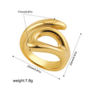 Anel Aberto Geométrico Irregular em Aço Inoxidável – Unissexo, Ajustável e Estilo Moderno