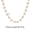 Conjunto 3 Colares Femininos – Aço Inoxidável Dourado com Corrente de Pérolas, Cruz e Elos Cuba