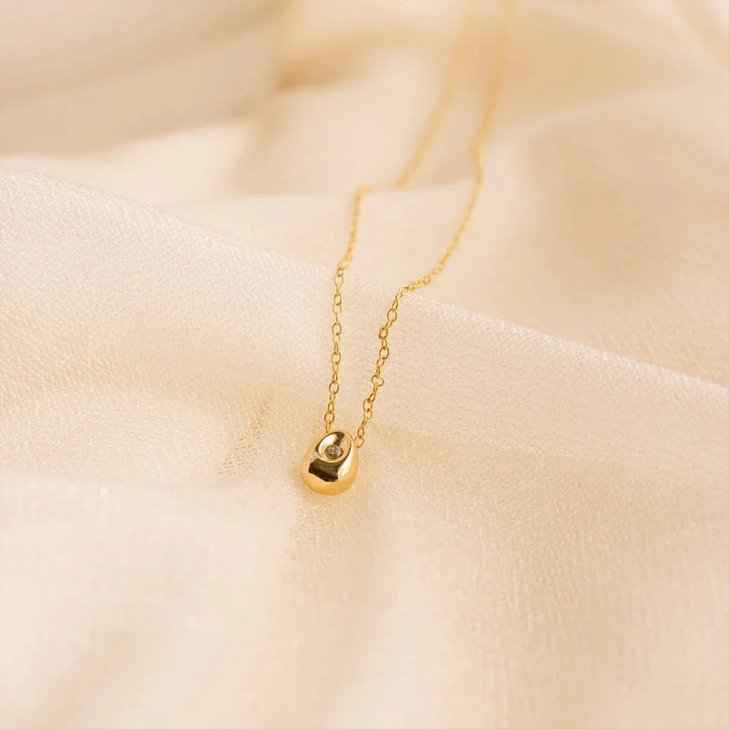 Colar Feminino eManco em Aço Inoxidável Banhado a Ouro – Pendente Gota de Água Ajustável