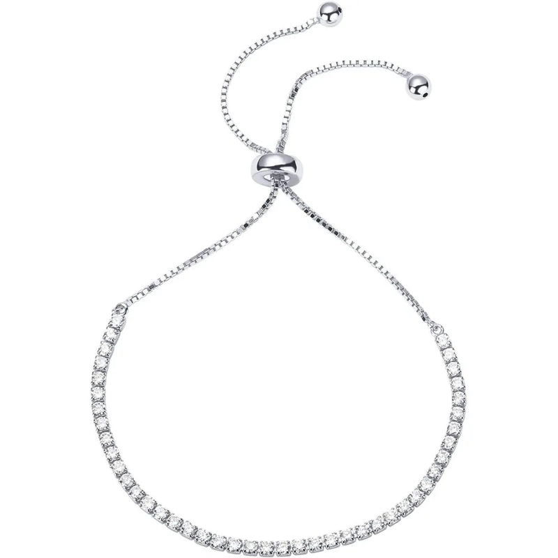 Pulseira Tennis em Zircónia Cúbica Banhada a Ouro 14K – Ajustável e Elegante, Presente para Mulher