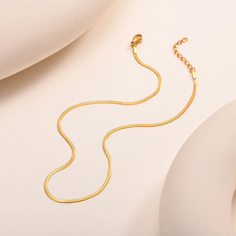 Choker Vnox para Raparigas – Corrente Ajustável em Aço Inoxidável 35-40 cm, Estilo Herringbone