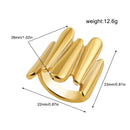 Anel Aberto Geométrico Irregular em Aço Inoxidável – Unissexo, Ajustável e Estilo Moderno