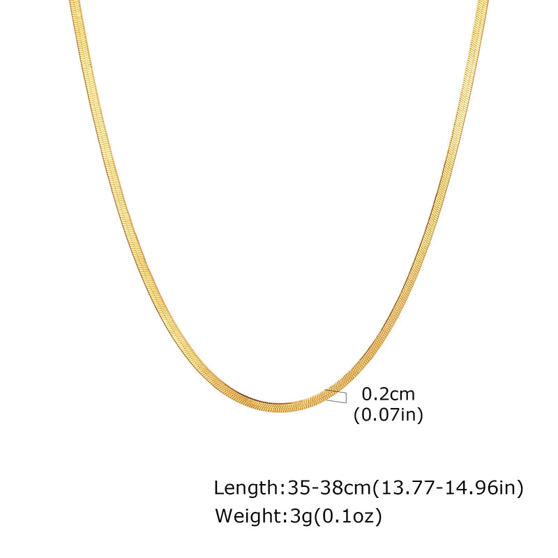 Choker Vnox para Raparigas – Corrente Ajustável em Aço Inoxidável 35-40 cm, Estilo Herringbone