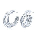 Brincos de Argolas com Três Círculos – Dourados ou Prateados, Jóias Modernas para Mulher