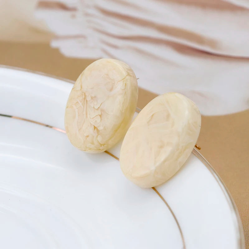 Brincos Artesanais Boémia em Acrílico Castanho Café e Madeira – Estilo Coreano, Jóias Pendentes para Mulher