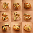 Anel Aberto Geométrico Irregular em Aço Inoxidável – Unissexo, Ajustável e Estilo Moderno