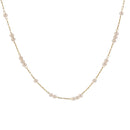 Conjunto 3 Colares Femininos – Aço Inoxidável Dourado com Corrente de Pérolas, Cruz e Elos Cuba