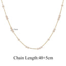 Conjunto 3 Colares Femininos – Aço Inoxidável Dourado com Corrente de Pérolas, Cruz e Elos Cuba