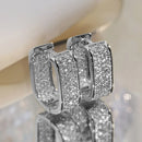 Brincos Quadrados Geométricos Luxuosos – Design Coreano com Pavê Completo para Mulher