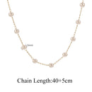 Conjunto 3 Colares Femininos – Aço Inoxidável Dourado com Corrente de Pérolas, Cruz e Elos Cuba