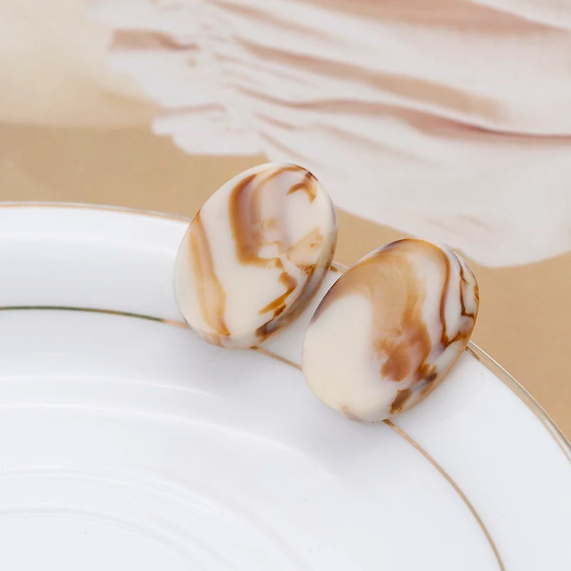 Brincos Artesanais Boémia em Acrílico Castanho Café e Madeira – Estilo Coreano, Jóias Pendentes para Mulher