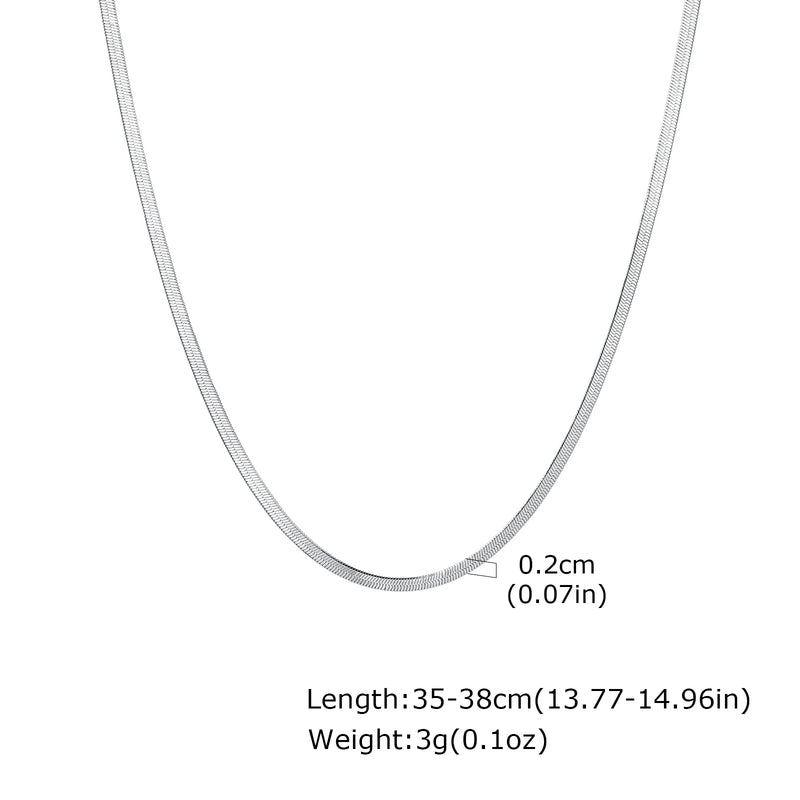 Choker Vnox para Raparigas – Corrente Ajustável em Aço Inoxidável 35-40 cm, Estilo Herringbone