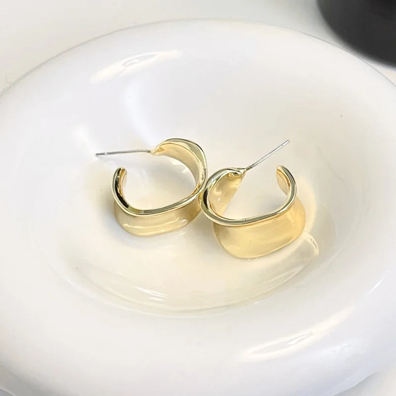 Brincos Geométricos Irregulares em Metal – Design Minimalista e Moderno para Mulher