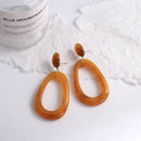 Brincos Artesanais Boémia em Acrílico Castanho Café e Madeira – Estilo Coreano, Jóias Pendentes para Mulher