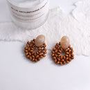 Brincos Artesanais Boémia em Acrílico Castanho Café e Madeira – Estilo Coreano, Jóias Pendentes para Mulher