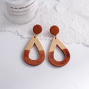 Brincos Artesanais Boémia em Acrílico Castanho Café e Madeira – Estilo Coreano, Jóias Pendentes para Mulher