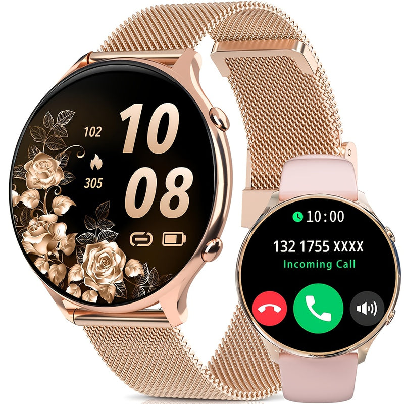 Smartwatch Unissexo Rose Gold – 120+ Modos Desportivos, Chamadas sem Fios e Monitor de Fitness