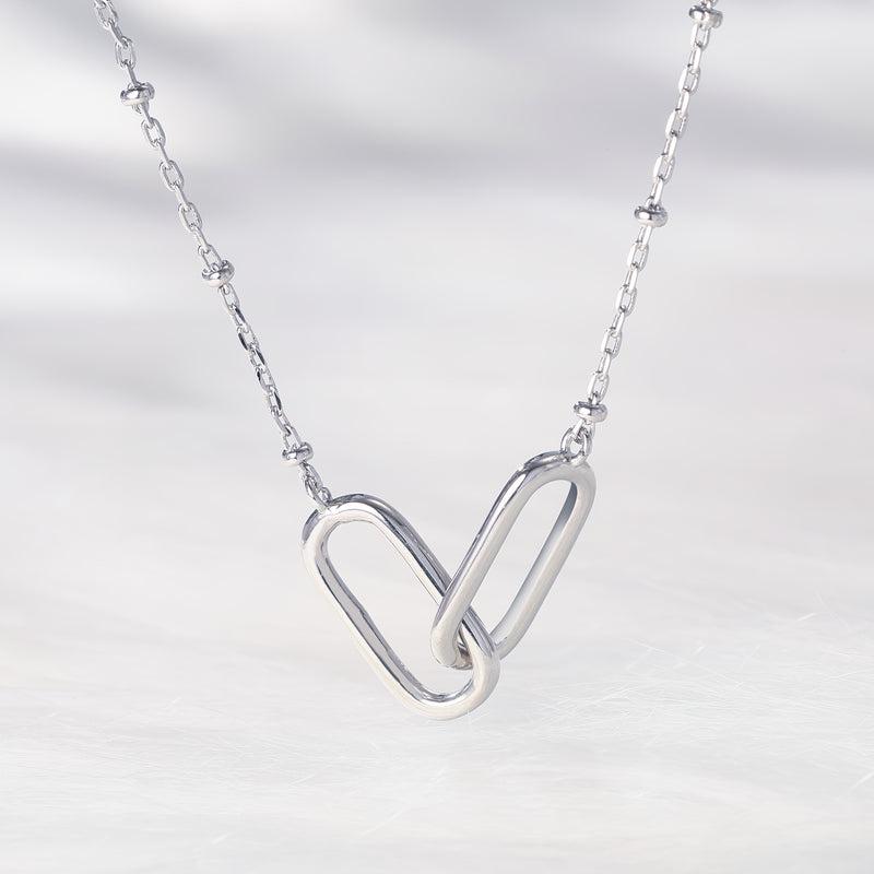 Colar Pendente Prateado Feminino – Design Entrelaçado Único com Caixa de Oferta